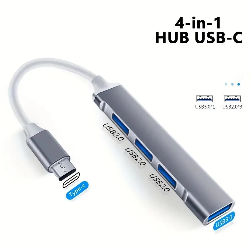 4-in-1 USB-C Hub Adapter – Expand Your Laptop Ports Instantly