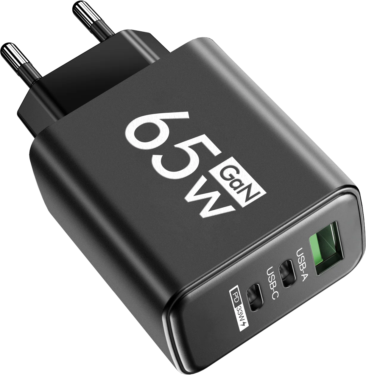 65W GaN Fast Charger – 3-Port Power Adapter for iPhone & Android