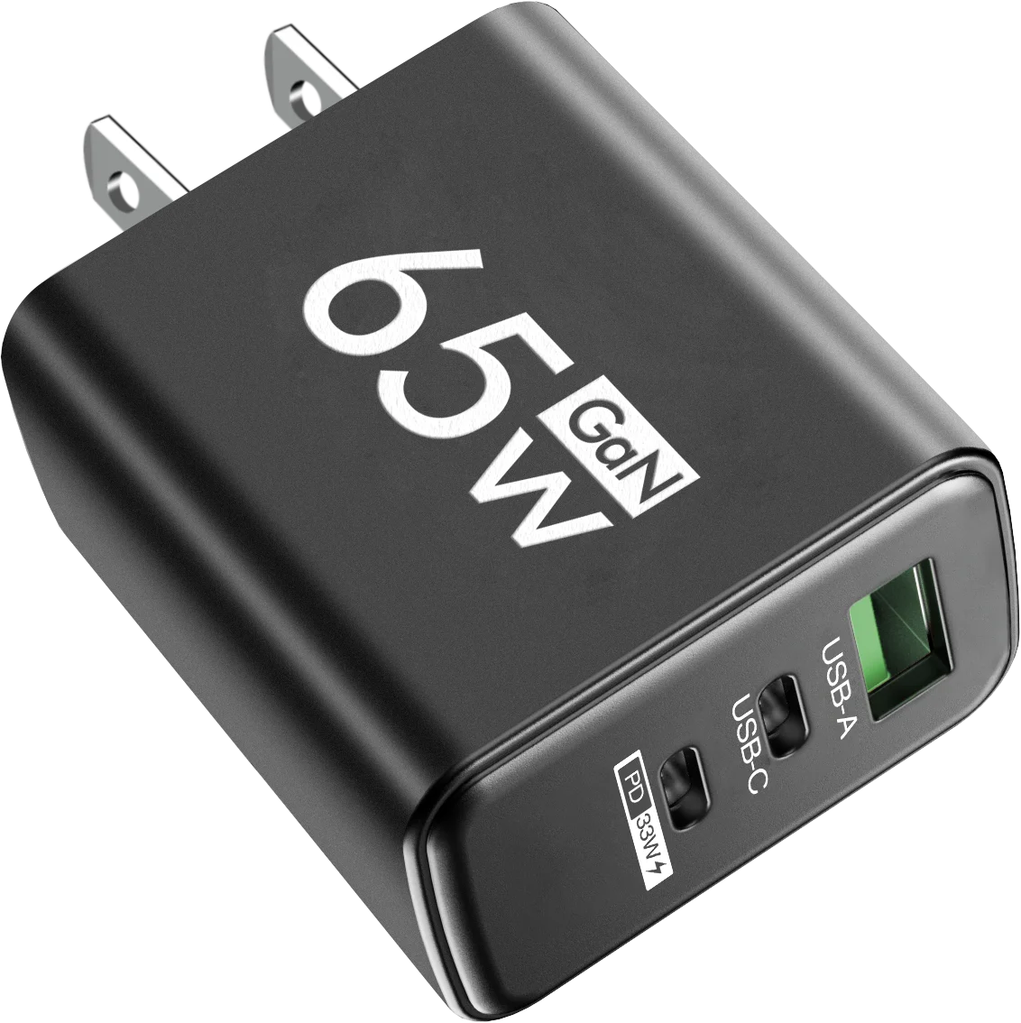 65W GaN Fast Charger – 3-Port Power Adapter for iPhone & Android