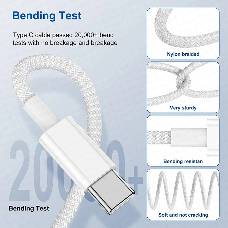 40W Fast Charger USB-C Cable – Super Fast Charging for iPhone & Android
