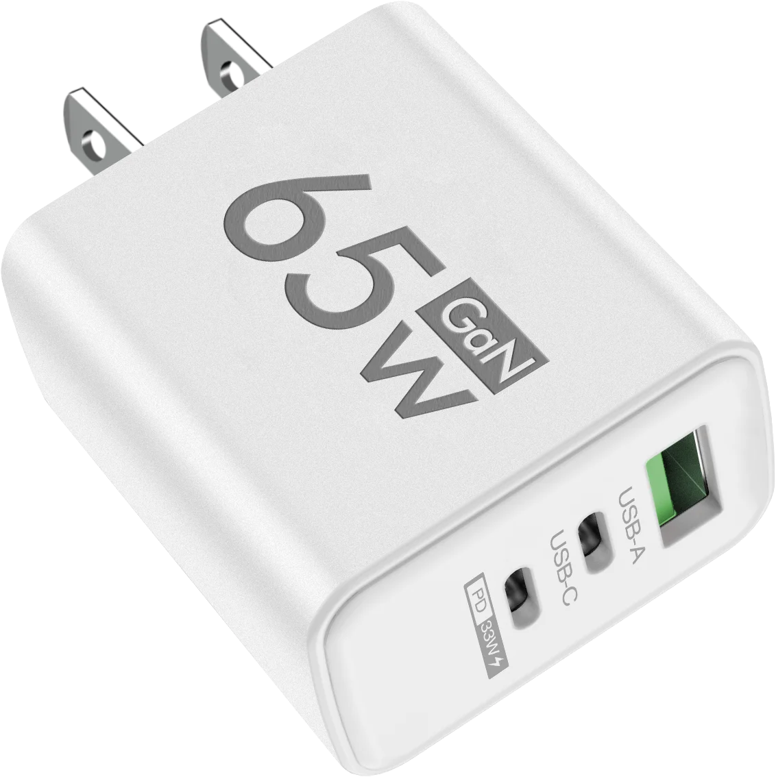 65W GaN Fast Charger – 3-Port Power Adapter for iPhone & Android