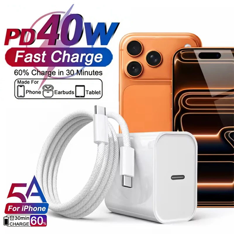 40W Fast Charger USB-C Cable – Super Fast Charging for iPhone & Android