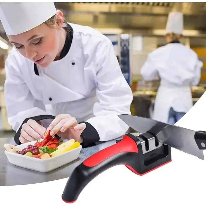 3-Stage Knife Sharpener – Restore Razor Sharp Blades in Seconds