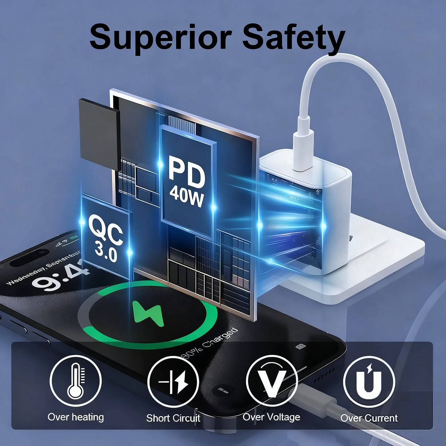 40W Fast Charger USB-C Cable – Super Fast Charging for iPhone & Android