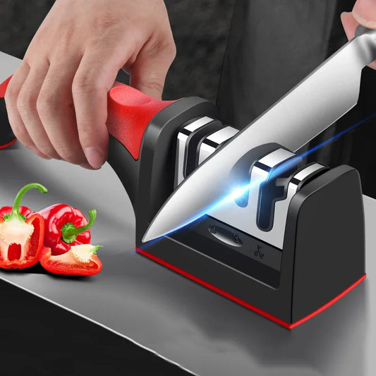 3-Stage Knife Sharpener – Restore Razor Sharp Blades in Seconds